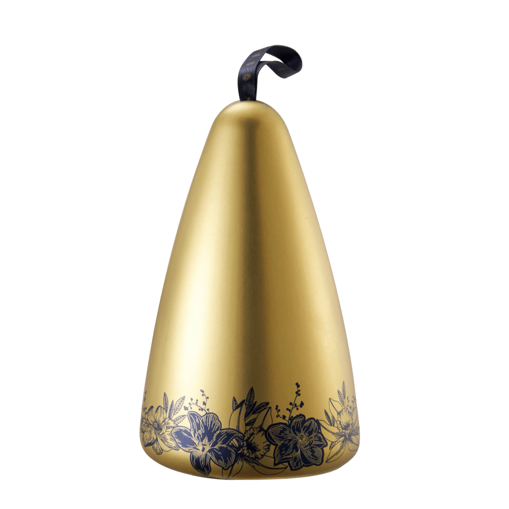 Gold pear-shaped custom tin packaging