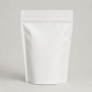 Unbranded white stand-up pouch with resealable zipper