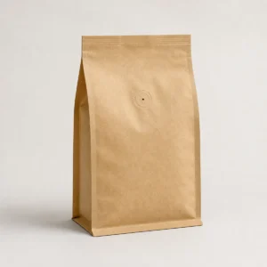 Unbranded kraft flat-bottom coffee pouch with degassing valve