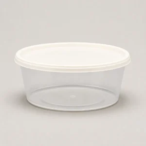 Unbranded translucent food-grade polypropylene tub with lid