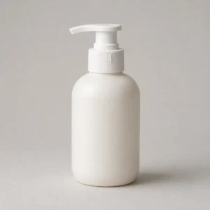 Unbranded natural white HDPE cosmetic bottle with pump