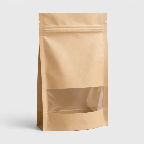 Kraft window pouch for pet treat packaging