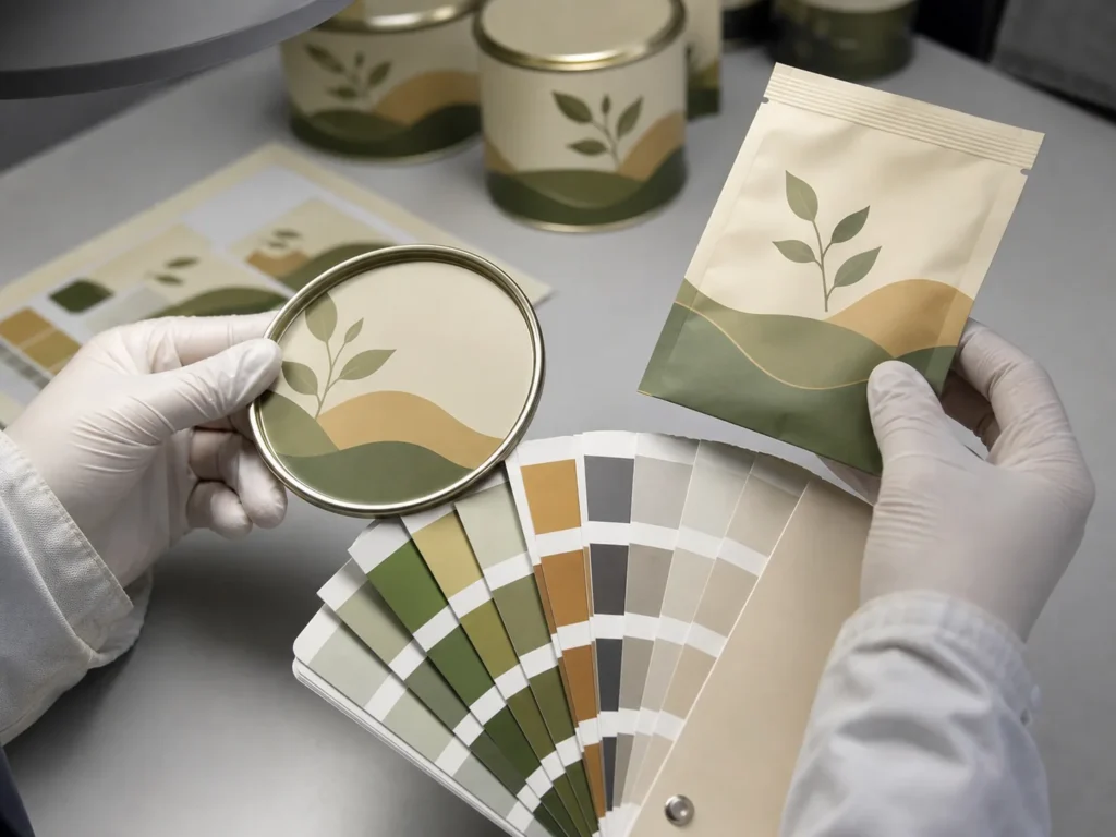 Printed packaging color inspection against a color reference