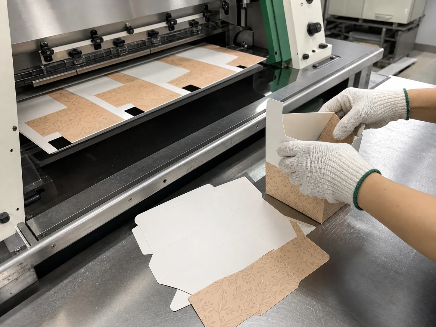 Paper packaging die cutting, folding and assembly