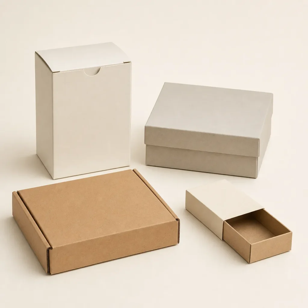 Unbranded folding carton, rigid box, mailer, and paper sleeve