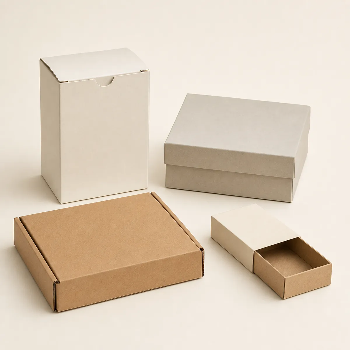 Unbranded folding carton, rigid box, mailer, and paper sleeve