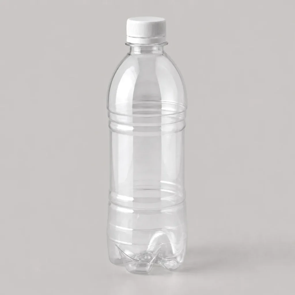 Unbranded clear PET beverage bottle with tamper-evident cap