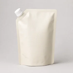 Unbranded liquid spout pouch with white screw cap