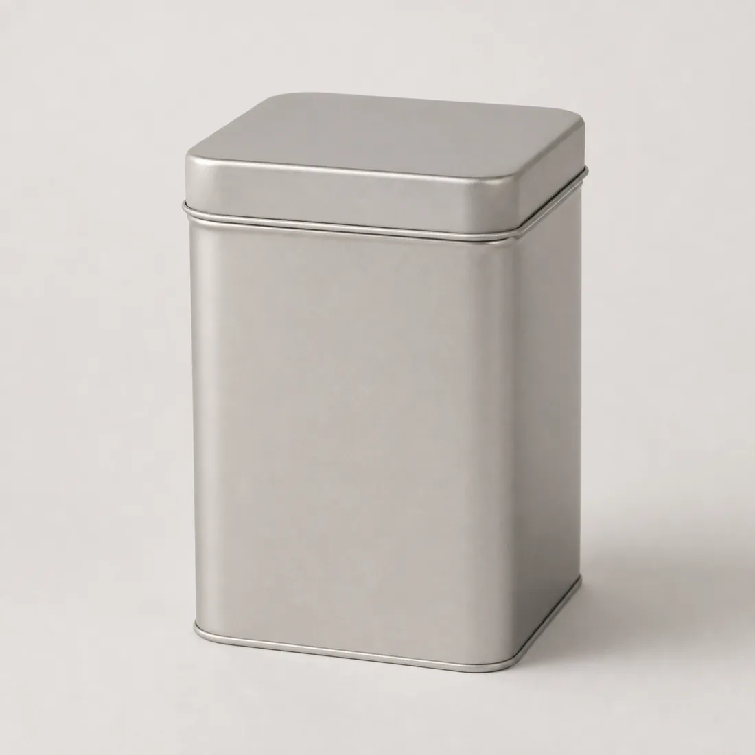 Unbranded square tea tin canister with slip lid
