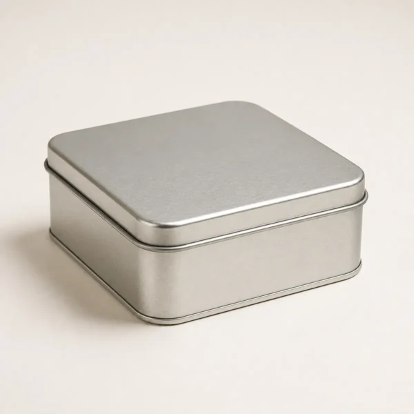 Square tin box for premium pet treat packaging