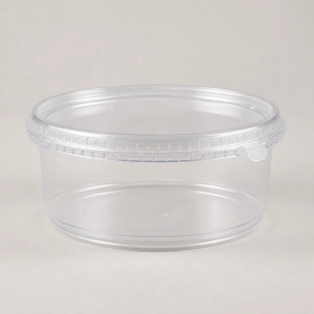 Unbranded clear tamper-evident deli container with locking rim