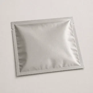 Unbranded flat three-side-seal silver sachet pouch